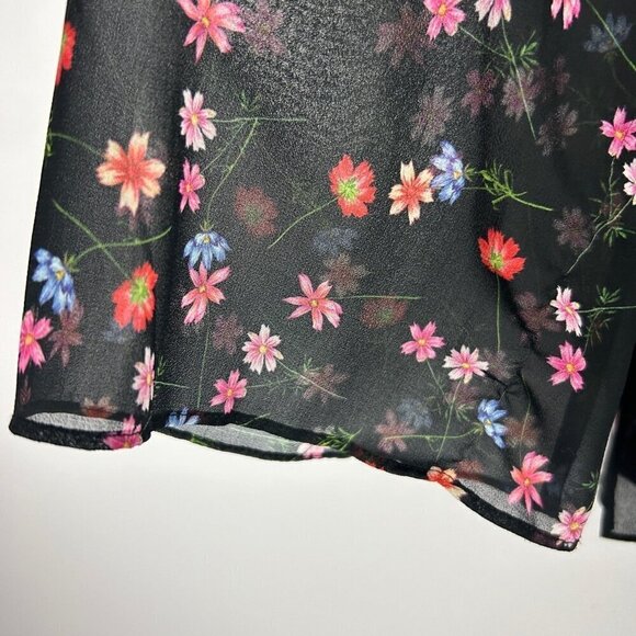 French Connection Bluhm Bottero Ditsy Floral Sheer Blouse Size 2 Black NWT - Picture 7 of 16